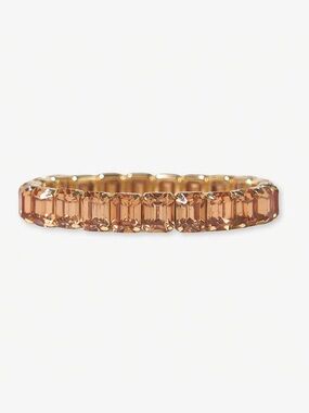 NEW Ink + Alloy Etta Small Rectangle Stone Stretch Bracelet Gold Amber